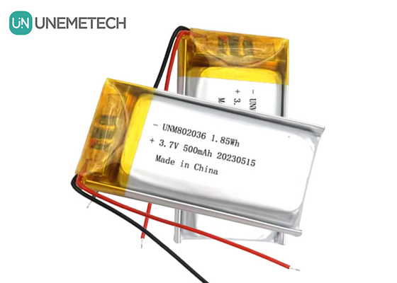 UNEMETECH 3.7V Li-ion polymer batterij 500mAh Lithium polymer batterij 802036 1.85Wh LiPo batterij