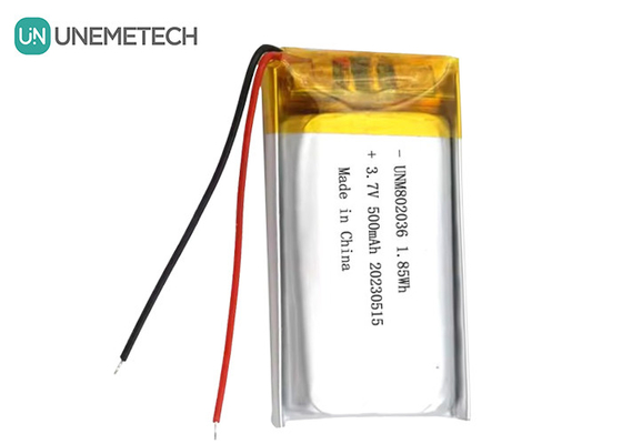 UNEMETECH 3.7V Li-ion polymer batterij 500mAh Lithium polymer batterij 802036 1.85Wh LiPo batterij