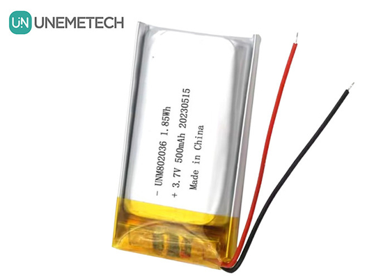 UNEMETECH 3.7V Li-ion polymer batterij 500mAh Lithium polymer batterij 802036 1.85Wh LiPo batterij