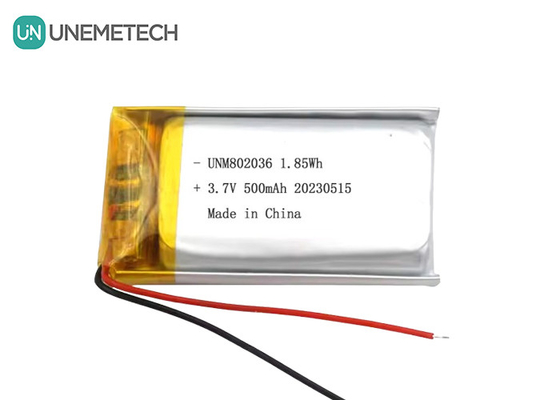 UNEMETECH 3.7V Li-ion polymer batterij 500mAh Lithium polymer batterij 802036 1.85Wh LiPo batterij