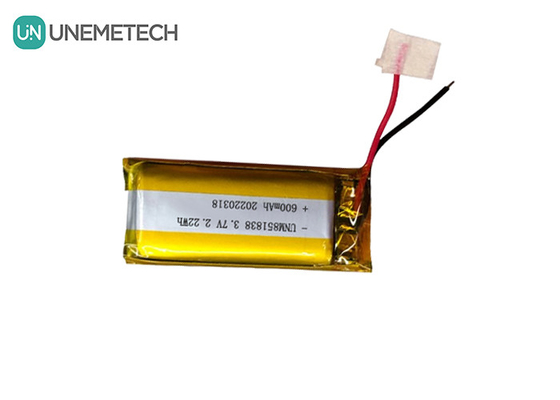 600 mAh Custom Silver Li-ion Battery / 851838 3.7V Wearing Device Lithium ion Polymer Battery