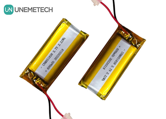 600 mAh Custom Silver Li-ion Battery / 851838 3.7V Wearing Device Lithium ion Polymer Battery