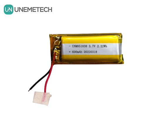600 mAh Custom Silver Li-ion Battery / 851838 3.7V Wearing Device Lithium ion Polymer Battery