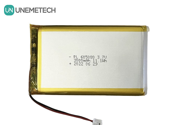 3.7V 3000mAh oplaadbare lithium-ionbatterij 605080 met PCB en draadconnector voor elektronica