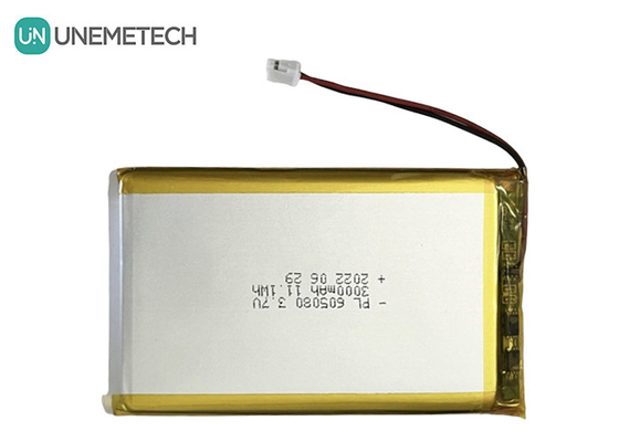 3.7V 3000mAh oplaadbare lithium-ionbatterij 605080 met PCB en draadconnector voor elektronica
