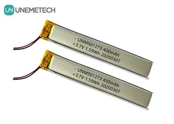 5.0*12.0*73.0mm Lithium Polymer Battery / 3.7V 430mAh 501273 Thin Lipo Battery voor Bluetooth-apparaten