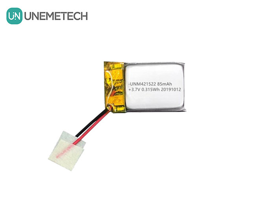 85mAh 3.7V kleine lithium-polymerbatterij 421522 oplaadbaar met PCM en looddraad
