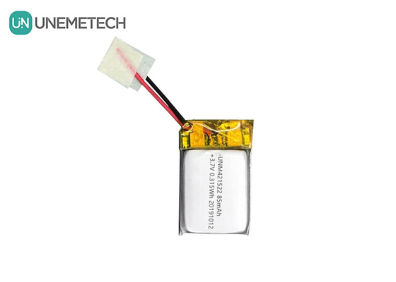 85mAh 3.7V kleine lithium-polymerbatterij 421522 oplaadbaar met PCM en looddraad
