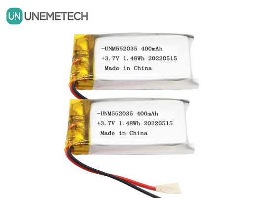 3.7V oplaadbare lithium-ion-polymerbatterij 552035 400mAh Li Po-batterij voor draadloos apparaat