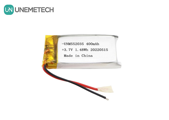 3.7V oplaadbare lithium-ion-polymerbatterij 552035 400mAh Li Po-batterij voor draadloos apparaat