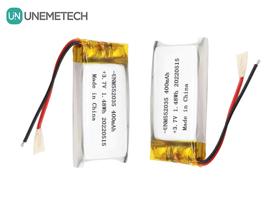 3.7V oplaadbare lithium-ion-polymerbatterij 552035 400mAh Li Po-batterij voor draadloos apparaat