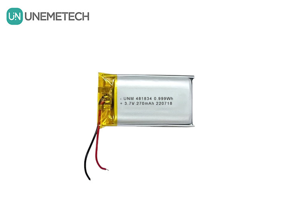 Oplaadbare Li-ion-polymerbatterij met een diepe cyclus 3.7V 270mAh 481834 Voor slimme bril