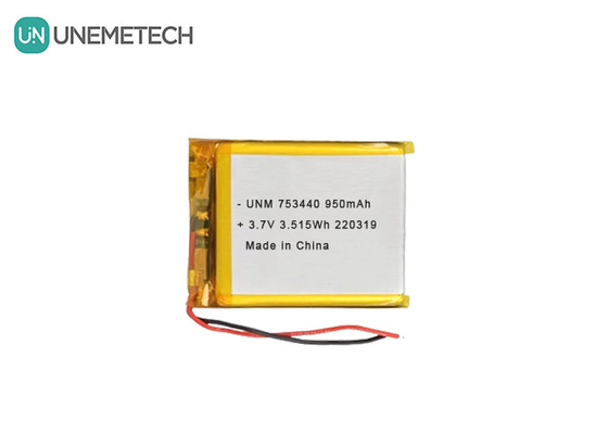 3.7V Lithium Polymer Battery 950mAh 753440 Pouch Battery voor Miniatuur Camera