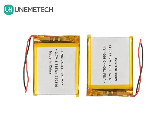 3.7V Lithium Polymer Battery 950mAh 753440 Pouch Battery voor Miniatuur Camera