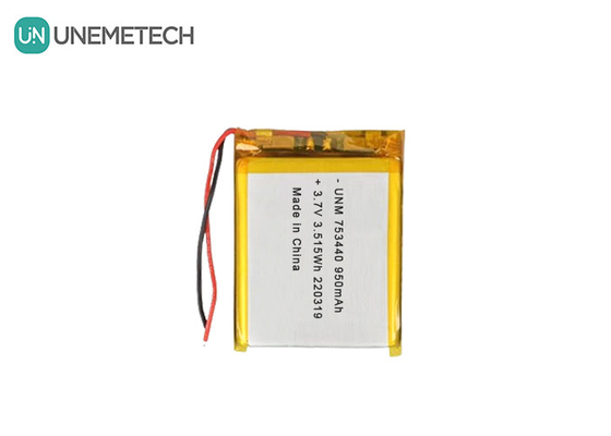 3.7V Lithium Polymer Battery 950mAh 753440 Pouch Battery voor Miniatuur Camera