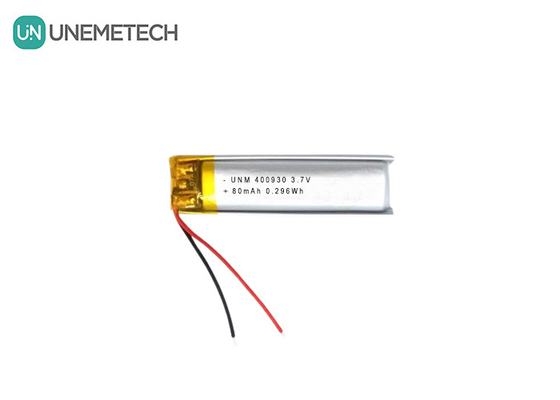 3.7V 80mAh 400930 Custom Lithium Polymer Battery laag gewicht voor elektronische kaarsen