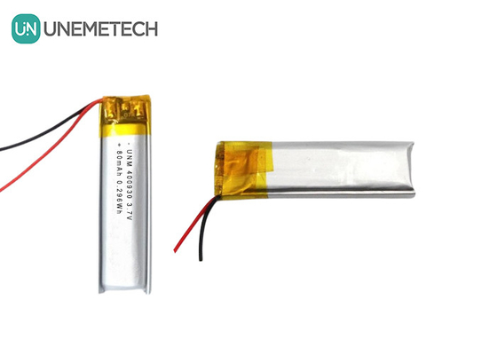 3.7V 80mAh 400930 Custom Lithium Polymer Battery laag gewicht voor elektronische kaarsen