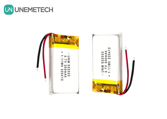 3.7V 300mAh 522033 Flexible Custom Li-ion Polymer Battery voor Smart Watches