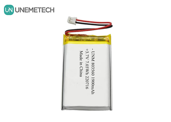 Oplaadbare flexibele lithium-polymerbatterij 3.7V 1900mAh 803560 voor zaklampen