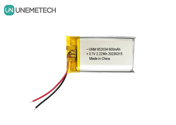 3.7V 600mAh 852034 Oplaadbare aangepaste lithium-polymerbatterij voor hoofdtelefoons