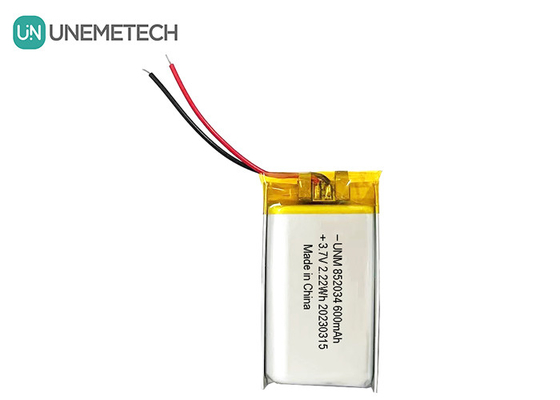 3.7V 600mAh 852034 Oplaadbare aangepaste lithium-polymerbatterij voor hoofdtelefoons