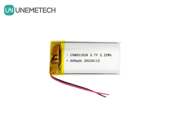 600mAh oplaadbare Li-polymerbatterij 851838 3.7V aangepaste Lipo-batterij