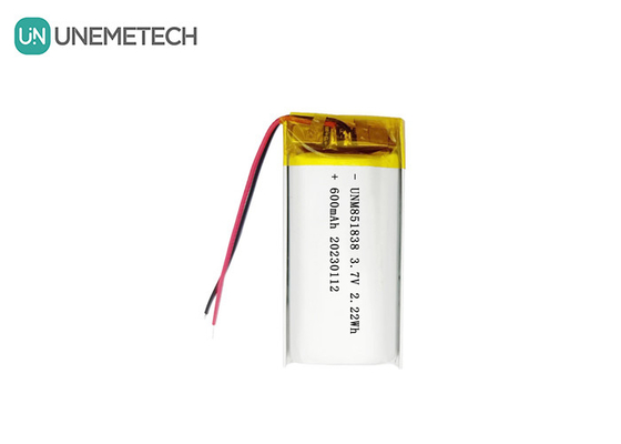 600mAh oplaadbare Li-polymerbatterij 851838 3.7V aangepaste Lipo-batterij