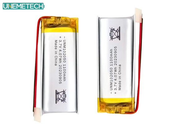 Custom Lipo Battery 102050 3.7 V 1100mAh Li Polymer Battery Pack met CE-goedkeuring